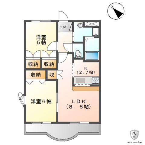 ララ・ポート(2LDK/2階)の間取り写真