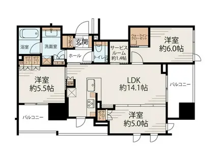 クラッシィハウス大手町ザ・スイート(3LDK/9階)の間取り写真