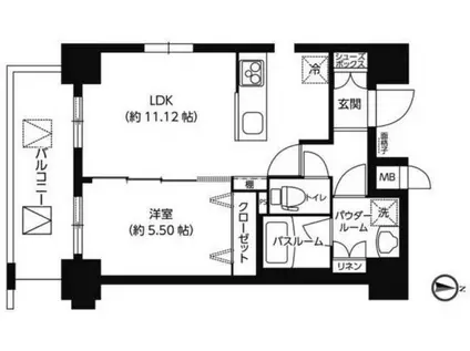 レクシード両国駅前(1LDK/10階)の間取り写真