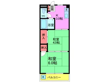 サンスターハイツ(2K/3階)の間取り写真