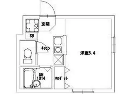 フラットテラスA(ワンルーム/2階)の間取り写真