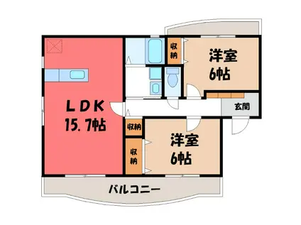 アールモニ A棟(2LDK/3階)の間取り写真