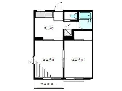 トムハイツA(2K/1階)の間取り写真
