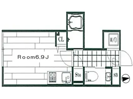 FISS(ワンルーム/3階)の間取り写真