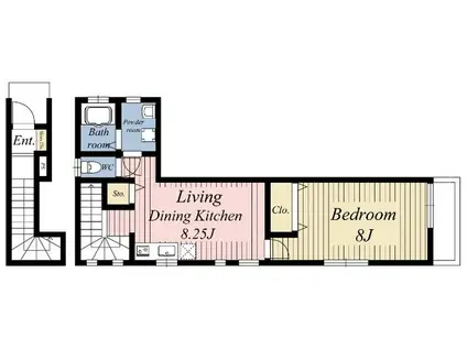クラリス(1LDK/2階)の間取り写真