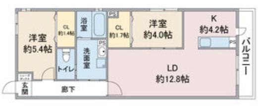 CELENEST高岳(2LDK/4階)の間取り写真