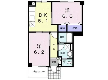 セトル上小泉(2DK/1階)の間取り写真