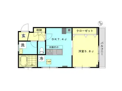 ノッティングヒル(1DK/2階)の間取り写真