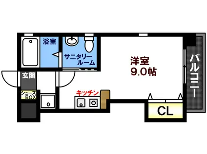 DERGLANTZ Y2金屋(ワンルーム/3階)の間取り写真