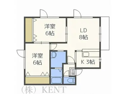 ノースヴィラ発寒(2LDK/2階)の間取り写真