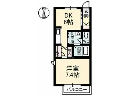 シャーメゾンLUNA(1DK/1階)の間取り写真