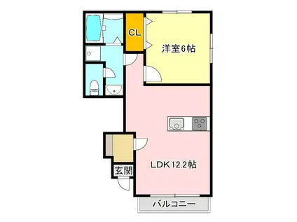 K-IDEAL TOSUII A棟(1LDK/1階)の間取り写真
