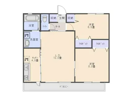 LE SOLEIL(2LDK/2階)の間取り写真