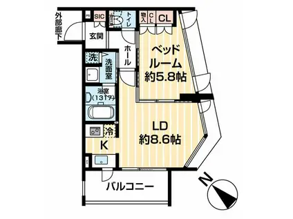 クオリア御茶ノ水(1LDK/10階)の間取り写真