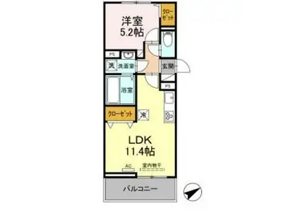 ルフレ香椎駅東(1LDK/3階)の間取り写真