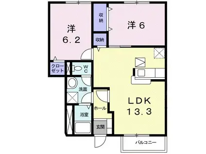 FLOWERSTAGE2(2LDK/1階)の間取り写真