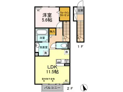 URBAN FLATS(1LDK/2階)の間取り写真