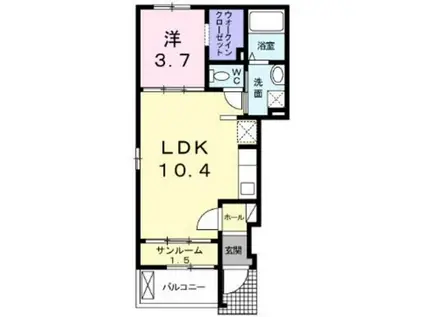 ベル アルモニー(1LDK/1階)の間取り写真