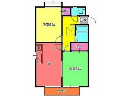 KE5番館(2DK/1階)の間取り写真