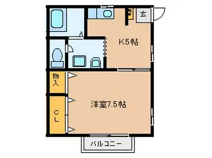 センチュリー155(1DK/1階)の間取り写真