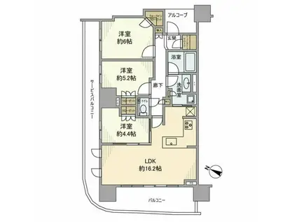 ドレッセタワー南町田グランベリーパーク(3LDK/10階)の間取り写真