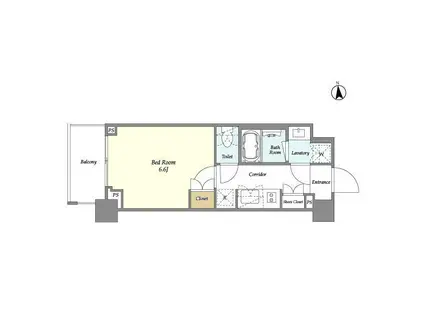 オアーゼ新宿市谷薬王寺(1K/1階)の間取り写真