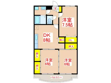 ファンターナ紫原(3DK/4階)の間取り写真