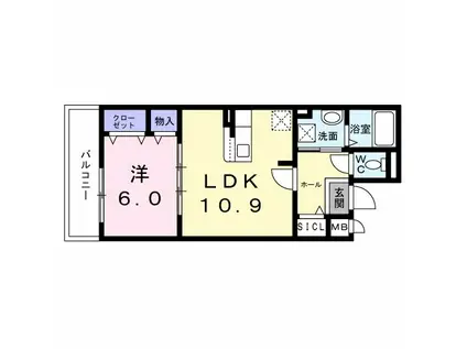 プレミアスペースII(1LDK/3階)の間取り写真