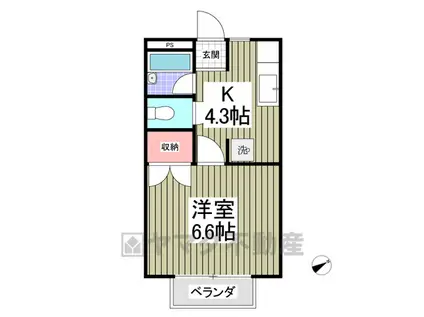 レインボーハウス(1K/2階)の間取り写真
