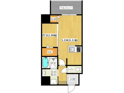 ベルセレーノ大橋(1LDK/8階)の間取り写真