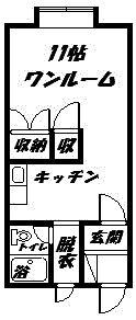 アルファ1(ワンルーム/1階)の間取り写真