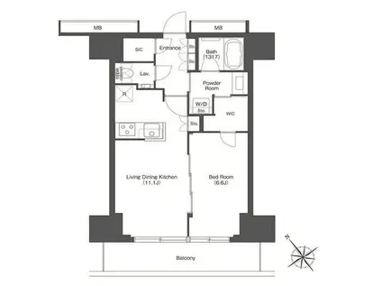 東京ポートシティ竹芝 レジデンスタワー(1LDK/12階)の間取り写真