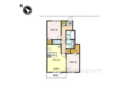 ヴェルコート B棟(2LDK/1階)の間取り写真