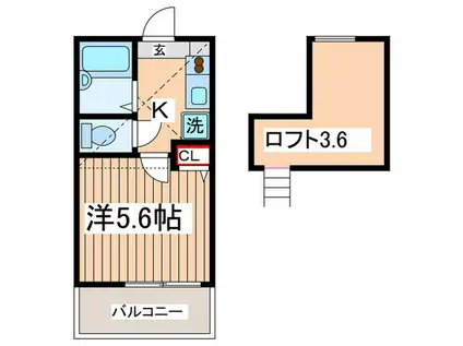 エスタス富士見台(1K/1階)の間取り写真