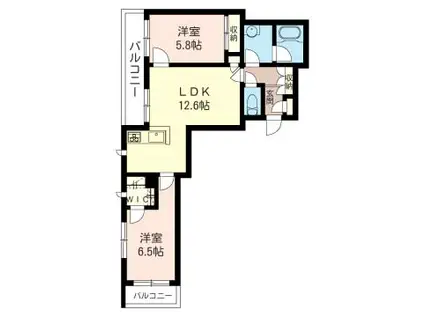 ムーンコート(2LDK/2階)の間取り写真