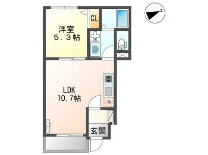 フォルトゥーナ(1LDK/1階)の間取り写真