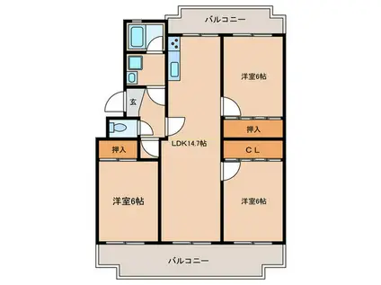 ヴィラ・フローラ(3LDK/1階)の間取り写真