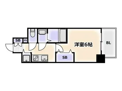 ファーストフィオーレ天王寺オリーブ(1K/11階)の間取り写真