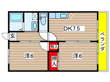 東洋ビル(2DK/2階)の間取り写真