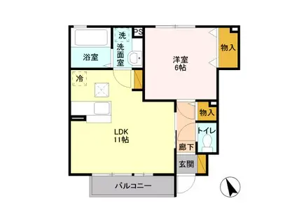 クレール・パレB(1LDK/1階)の間取り写真