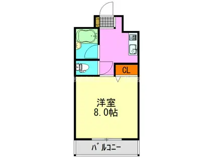 ヒルズオキマンション(1K/3階)の間取り写真