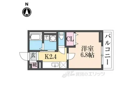 ハーベストⅡ(1K/1階)の間取り写真