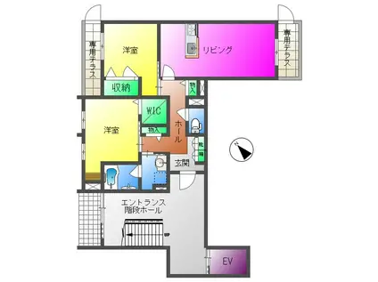  シャーメゾン MIMOSA OKUBO(2LDK/1階)の間取り写真