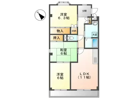 ミレニアムA(3LDK/2階)の間取り写真