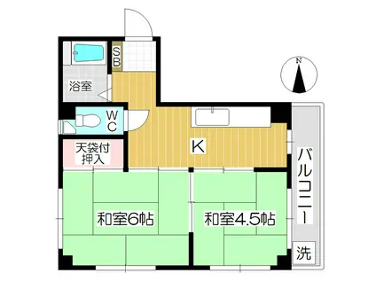 コーポオギノ(2K/3階)の間取り写真