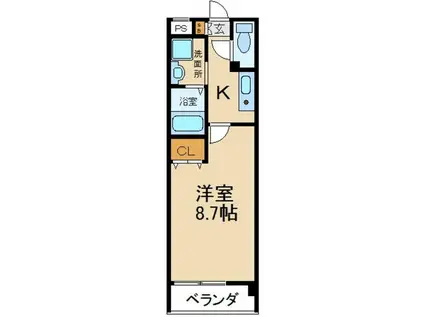 イーウエスト(1K/5階)の間取り写真