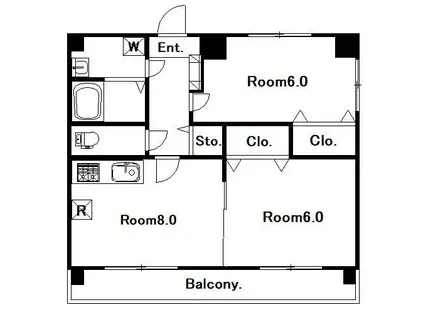 ハイツ松栄(2DK/2階)の間取り写真