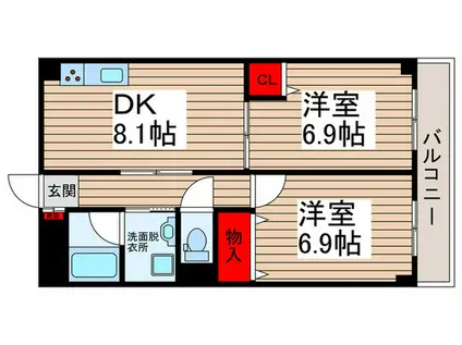 ルナパーク21(2DK/2階)の間取り写真