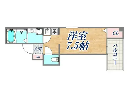 フルール新長田(ワンルーム/3階)の間取り写真