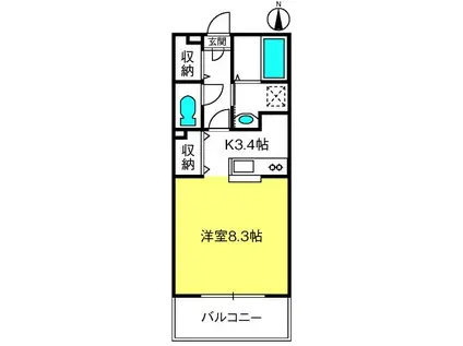 コンフォート東越谷(1K/1階)の間取り写真